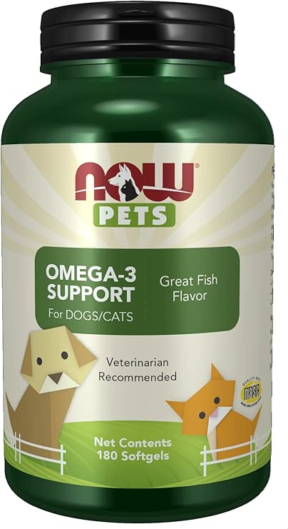 NOW Pets Omega-3 Support – Essential Fatty Acids for Cats & Dogs - Soft gels 180