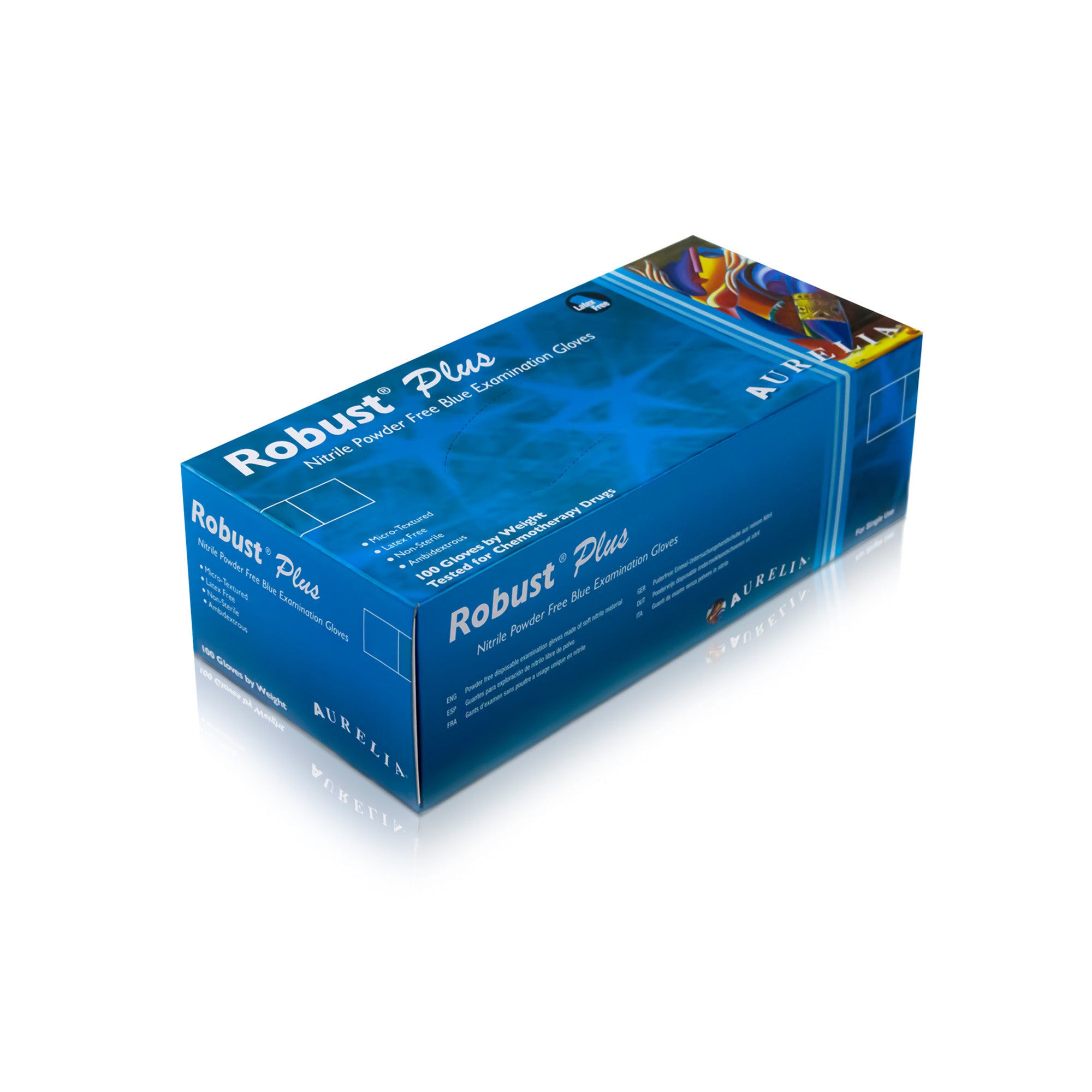 Robust Plus – Long Cuff Blue Nitrile Powder Free – 10 x 100 Gloves