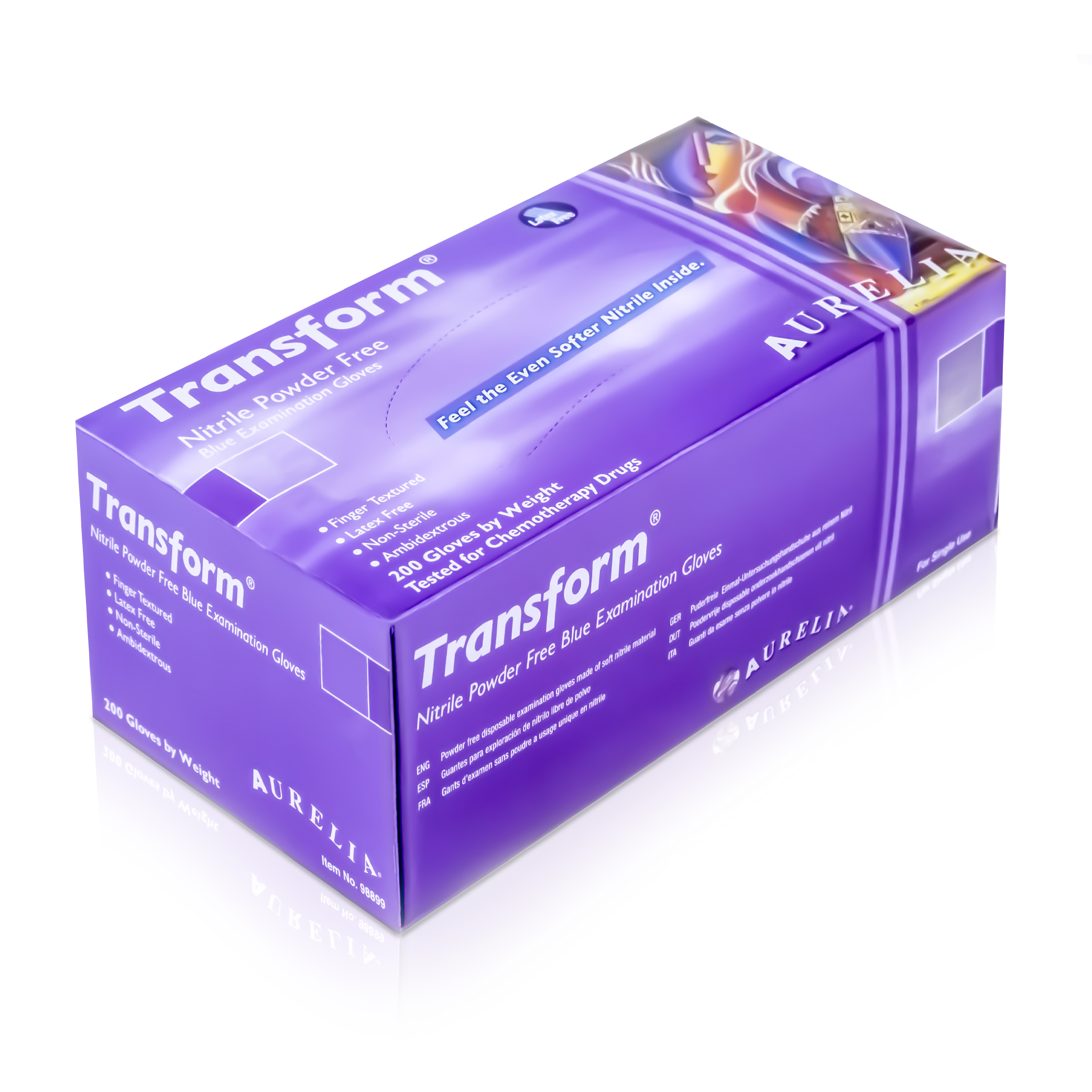 Transform – Blue Nitrile Powder Free – 10 x 200 Gloves