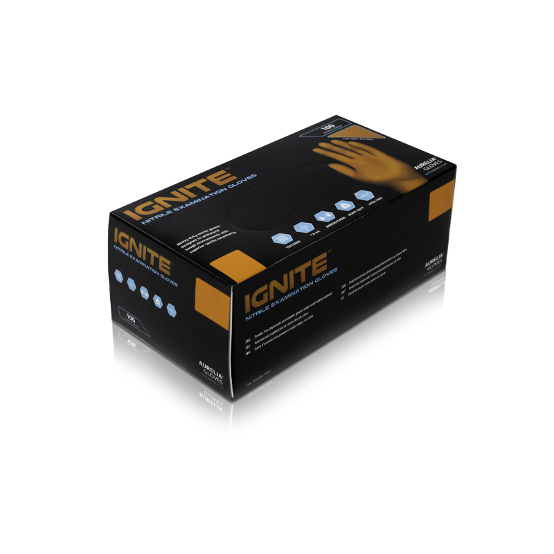Ignite – Heavy Duty Orange Nitrile Powder Free 10 x 100/90 Gloves